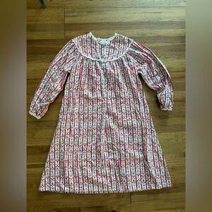 Lanz Of Salzburg Hearts & Flowers Flannel Nightgown Womens Size M Cottagecore